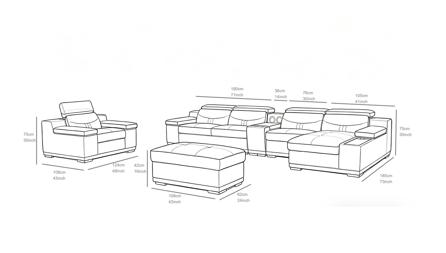 Arlet Smart Sectional Sofa (Grey)
