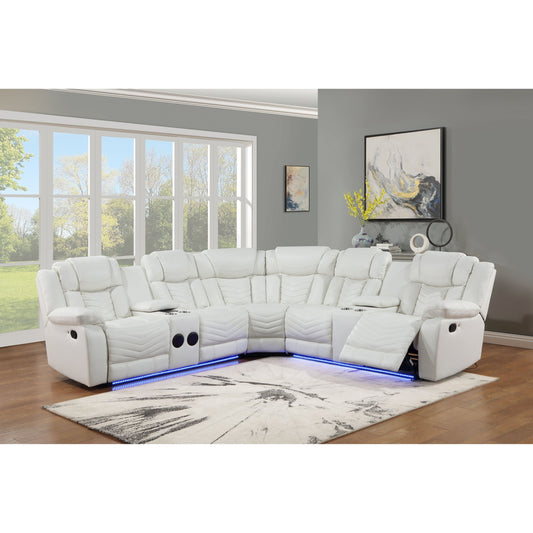 Lucky Charm Sec (White) Reclining Sectional