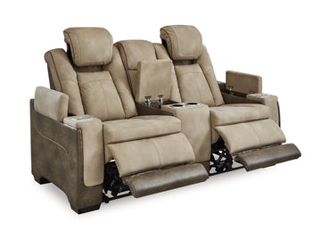 Next-Gen DuraPella Performance Fabric Dual Power Reclining Loveseat with Console - Sand