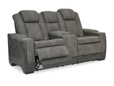 Next-Gen DuraPella Performance Fabric Dual Power Reclining Loveseat with Console - Slate