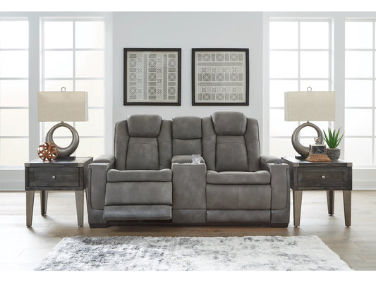 Next-Gen DuraPella Performance Fabric Dual Power Reclining Loveseat with Console - Slate