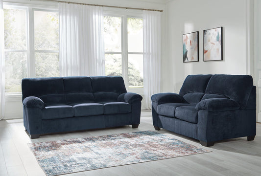 SimpleJoy 2-Piece Sofa and Loveseat - Navy
