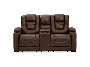 Owner's Box Dual Power Reclining Loveseat with Console - Thyme