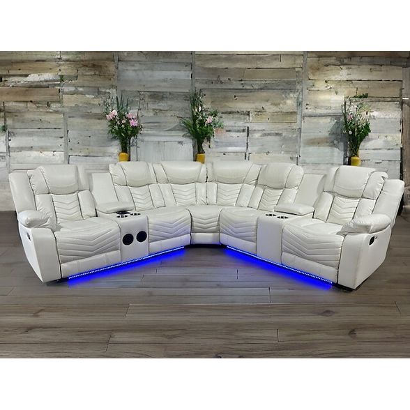 Lucky Charm Sec (White) Reclining Sectional