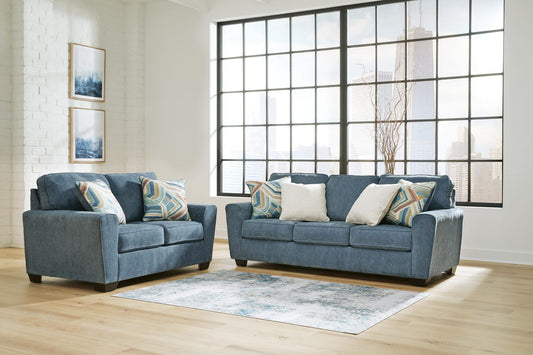 Cashton 2-Piece Sofa and Loveseat - Blue