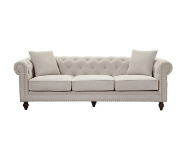 Thomas Beige Chesterfield 2pc Sofa Set