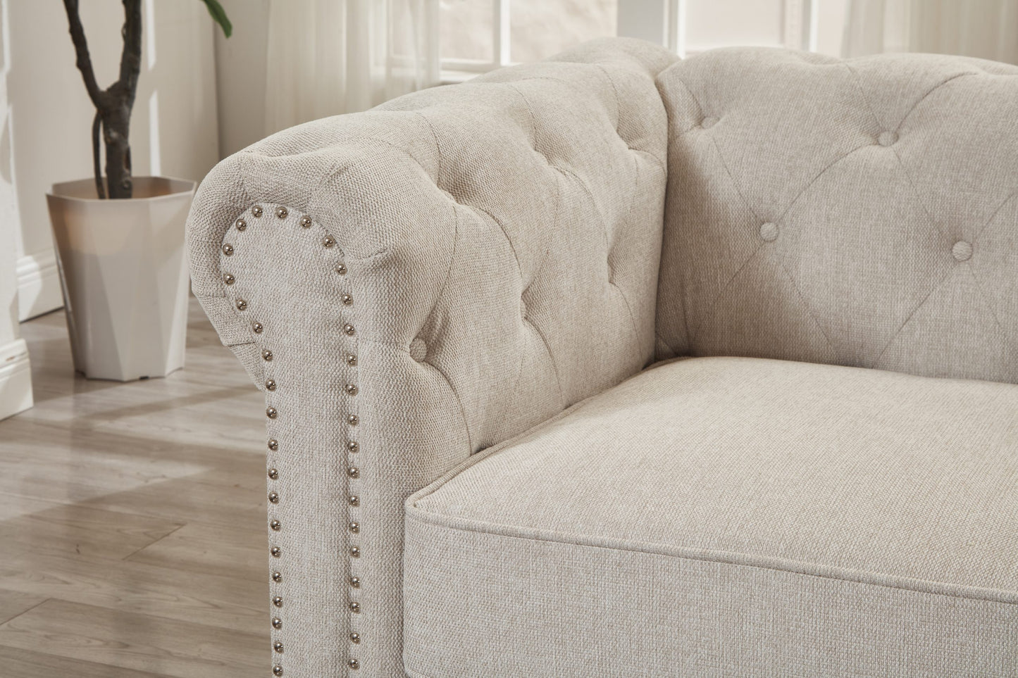 Thomas Beige Chesterfield Loveseat
