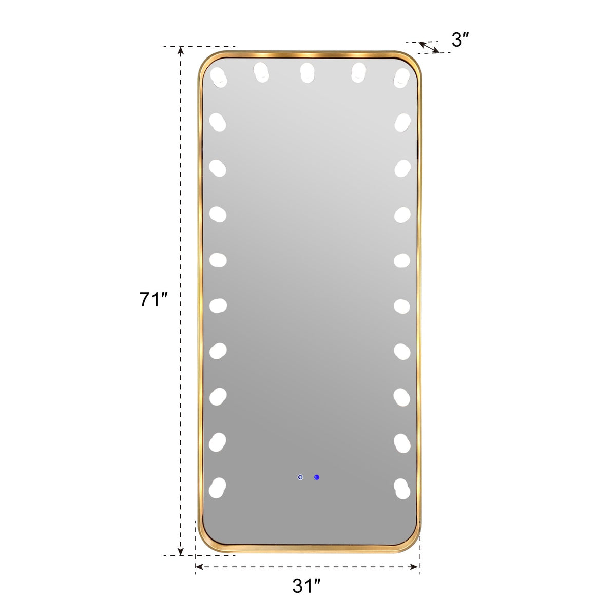 Hollywood 2 (Gold) Floor Mirror