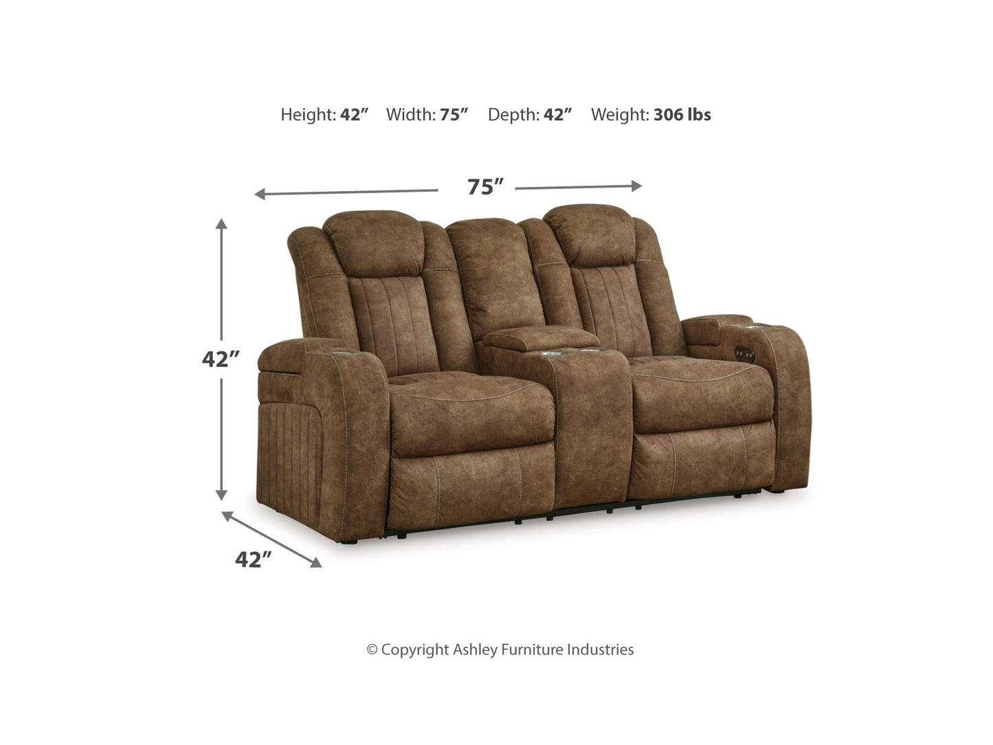 Wolfridge Dual Power Reclining Loveseat - Brindle