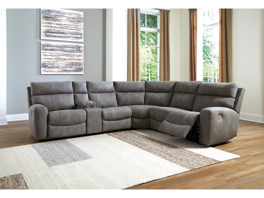 Next-Gen DuraPella Performance Fabric 6-Piece Dual Power Reclining Modular Sectional with Console - Slate