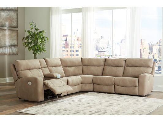 Next-Gen DuraPella Performance Fabric 6-Piece Dual Power Reclining Modular Sectional with Console - Sand