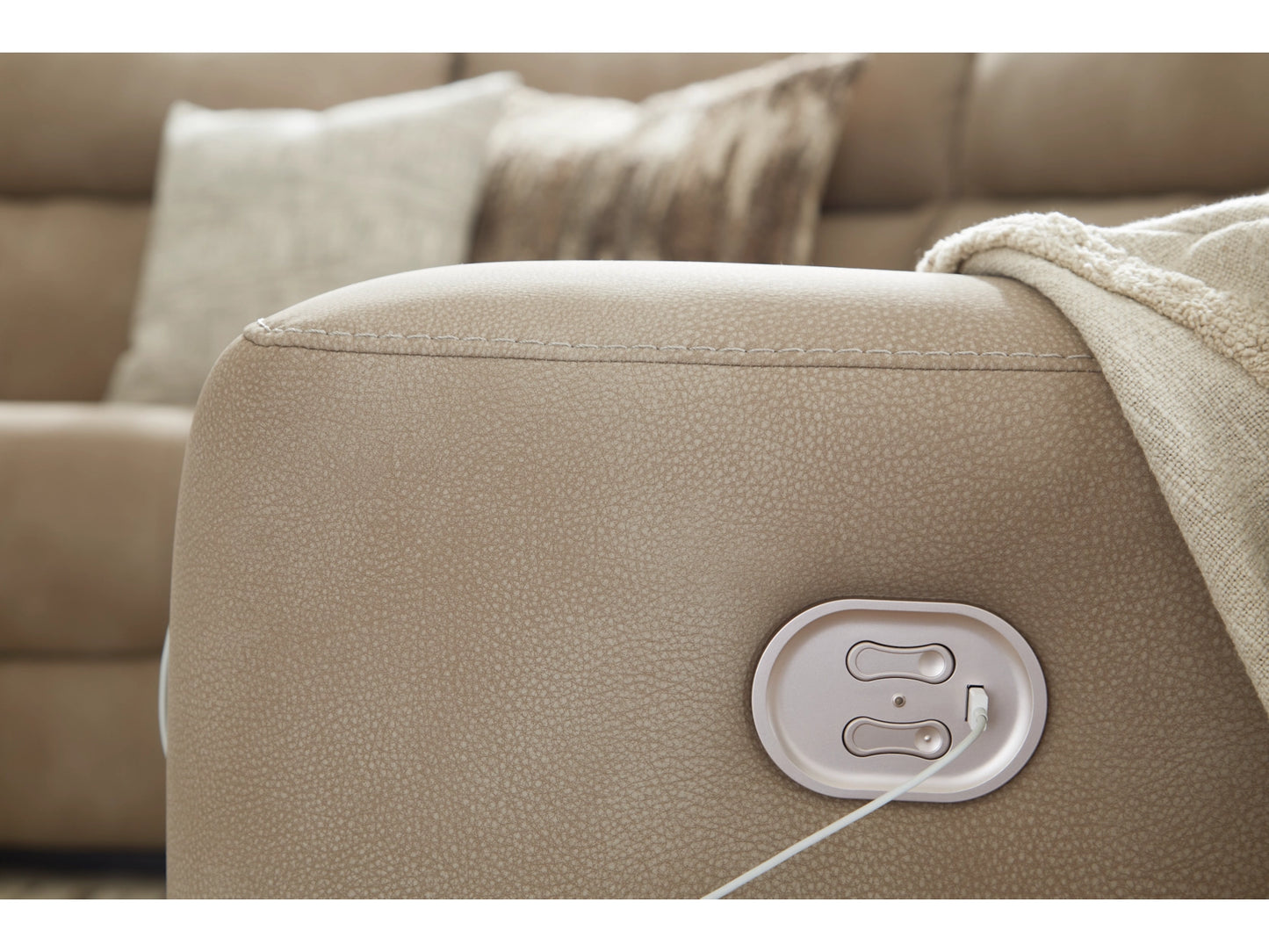 Next-Gen DuraPella Performance Fabric 6-Piece Dual Power Reclining Modular Sectional with Console - Sand