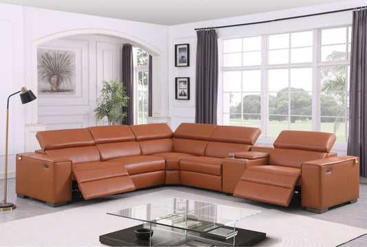 Picasso II Reclining Sectional 6-Piece (Caramel)