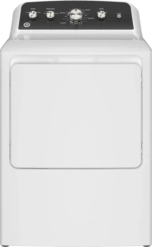 GE - 7.2 Cu. Ft. Electric Dryer with Long Venting up to 120 Ft - White with Matte Black