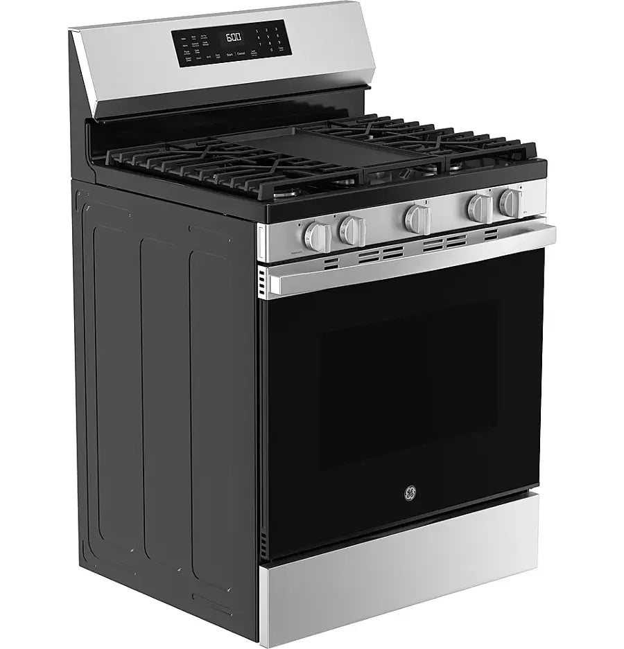 GE - 5.3 Cu. Ft. Freestanding Gas Convection Range with Steam Cleaning and EasyWash Oven Tray - Stainless Steel