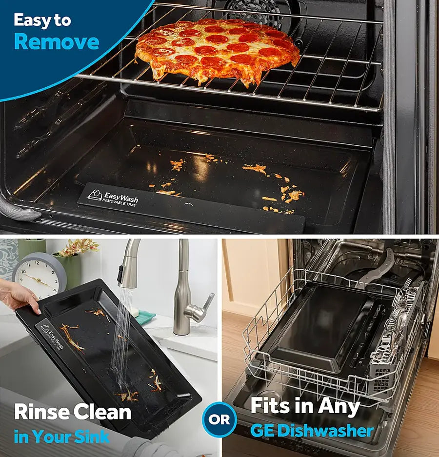 GE - 5.3 Cu. Ft. Freestanding Gas Convection Range with Steam Cleaning and EasyWash Oven Tray - Stainless Steel