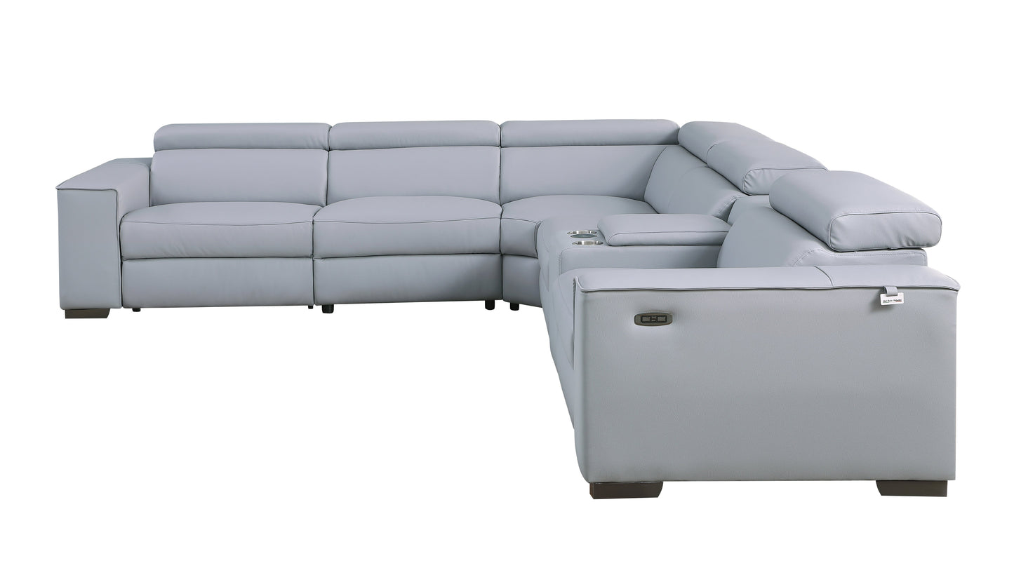 Picasso II Reclining Sectional 6-Piece (Light Blue)