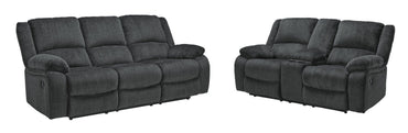 Draycoll 2-Piece Reclining Sofa and Loveseat with Console - Slate