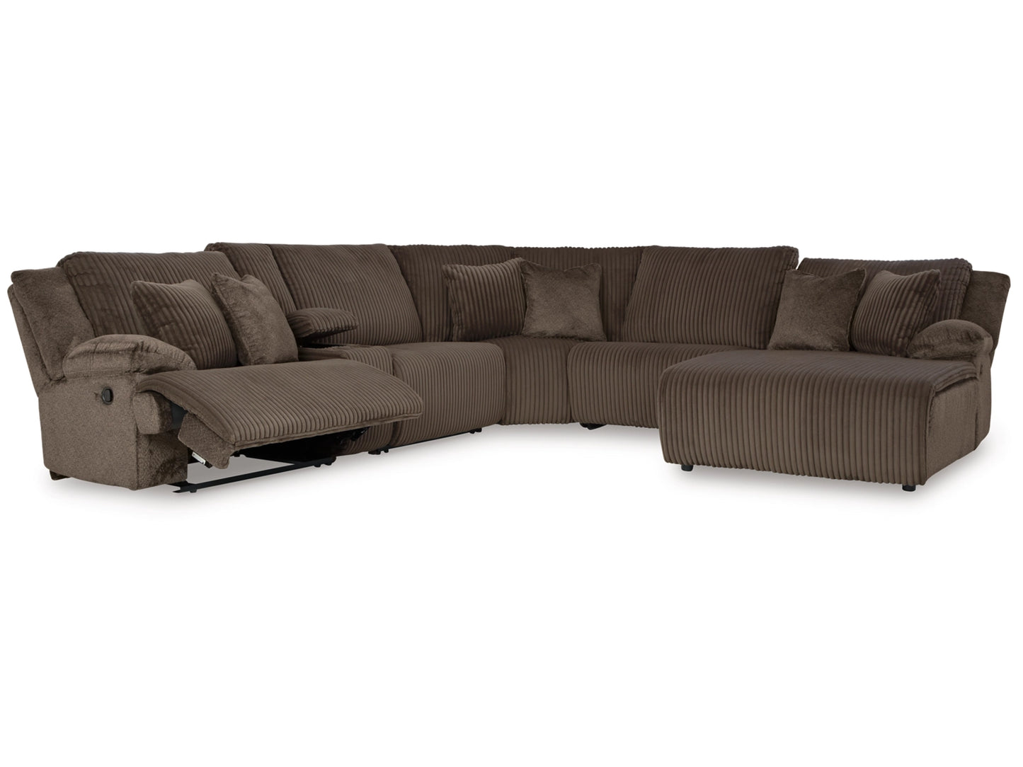Top Tier 6-Piece Manual Reclining Modular Sectional with Chaise and Console - Chocolate