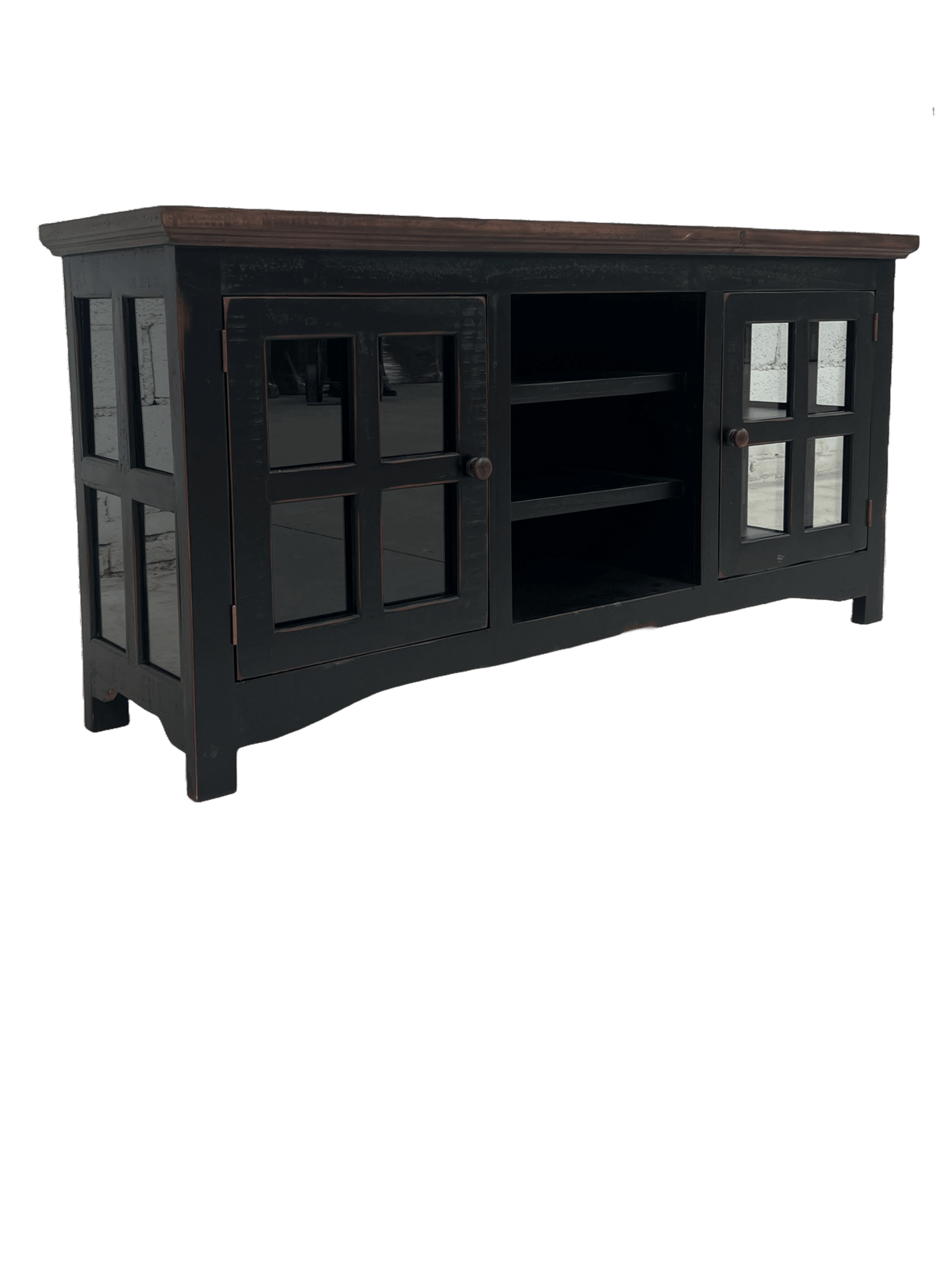 Alamo Glass Panel TV Stand (Black)