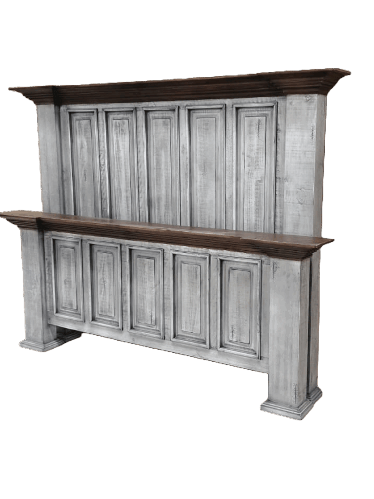 Rustic Style King Bed - Hacienda Grey / White Wash