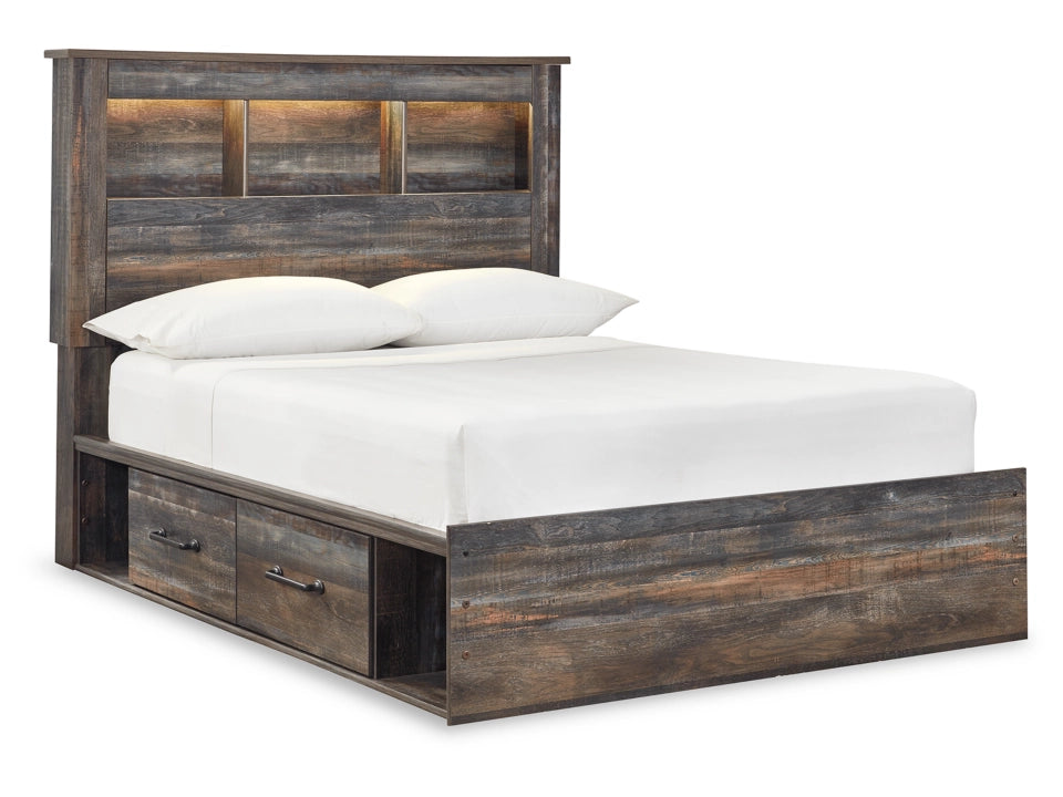 Drystan King Bookcase Bed with 4 Storage Drawers and 4 Cubbies