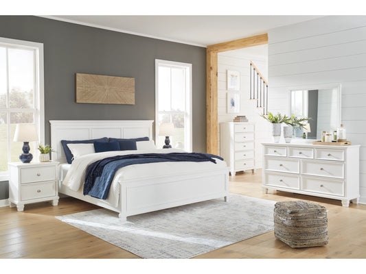 Fortman Panel Bed with Mirrored Dresser, Chest and 2 Nightstands