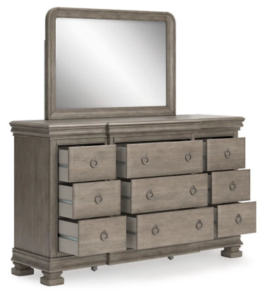 Habana Sleigh Bed with Mirrored Dresser and Nightstand