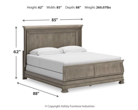 Habana Sleigh Bed with Mirrored Dresser and Nightstand
