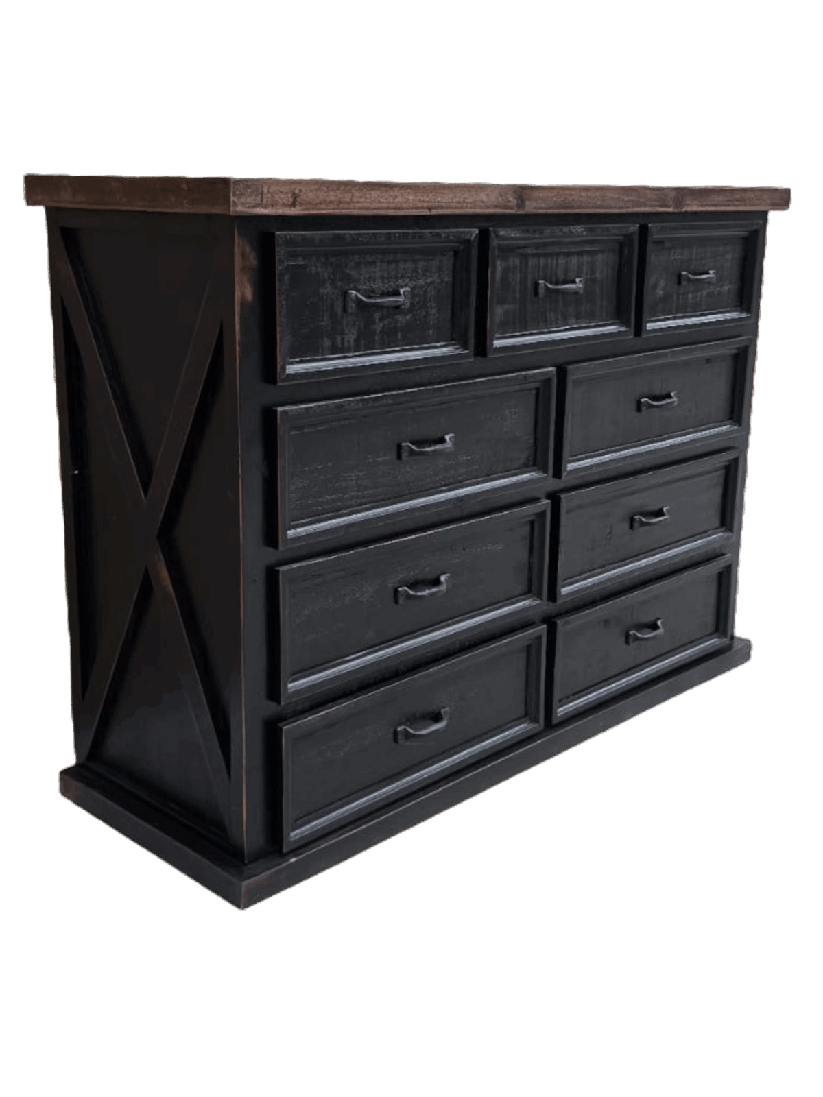 Rustic Farmhouse Dresser (9 Drawers) - Black
