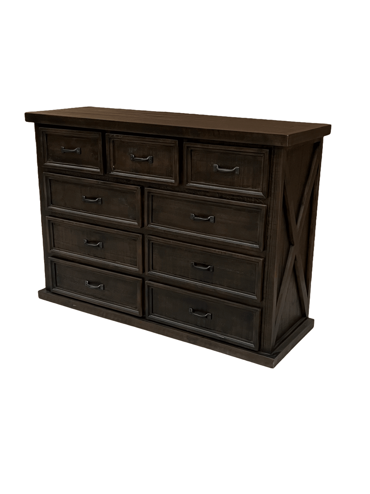 Rustic Farmhouse Dresser (9 Drawers) - Dark Walnut