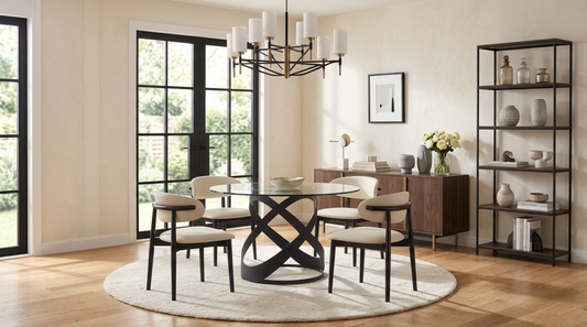 Dimi Dining Set (Clear Glass/Black)