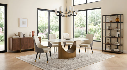 Roxy Dining Set (White/Bronze)
