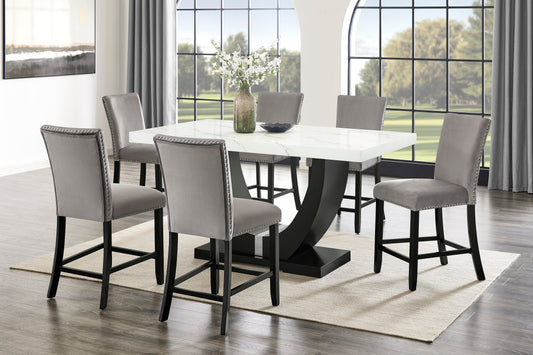 Larry Counter Height Dining Set (Grey)