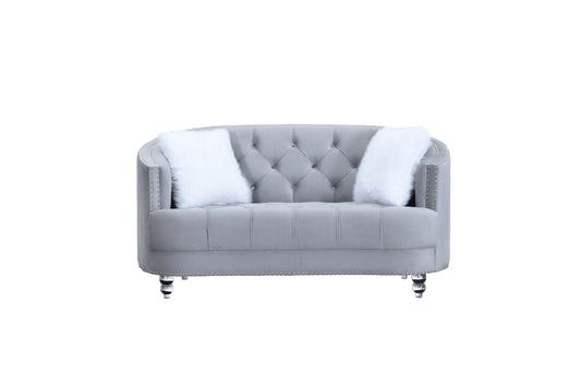 Yasmin Luxury Gray Velvet Loveseat