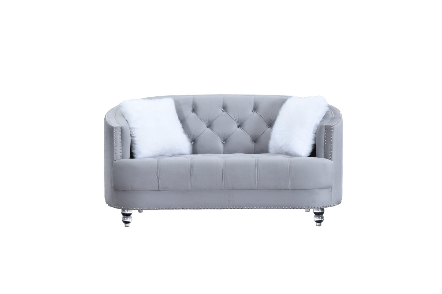 Yasmin Luxury Gray Velvet Loveseat