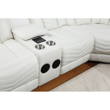 Lucky Charm Sec (White) Reclining Sectional