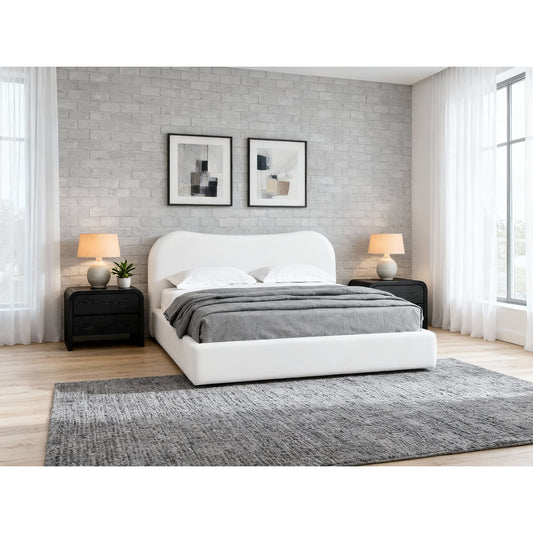 Elena Upholstered Bed in Vanilla Linen