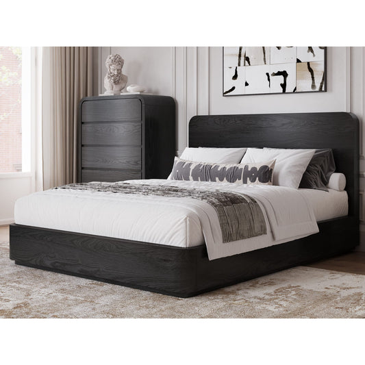 Elora Ash Wood Platform Bed in Jet