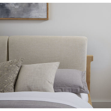 Furano Upholstered Two Cushion Platform Bed in Ginger and Natural Linen