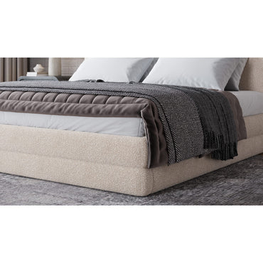 Maya Upholstered Platform Bed in Brun Boucle