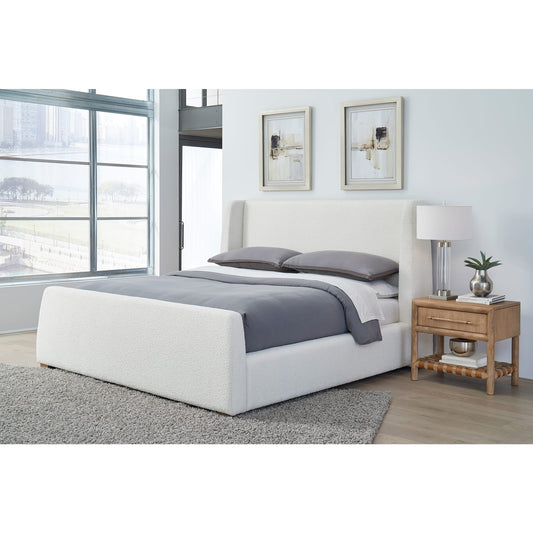 Presley Upholstered Wingback Platform Bed in Cottage Cheese Boucle