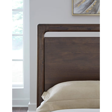 Sol Acacia Wood Platform Bed in Brown Spice