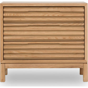 Tanner Three Drawer Ash Wood Nightstand in Flaxen