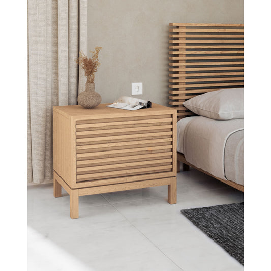 Tanner Two Drawer Ash Wood Nightstand in Flaxen