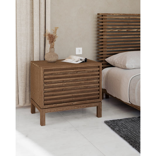 Tanner Two Drawer Ash Wood Nightstand in Roux