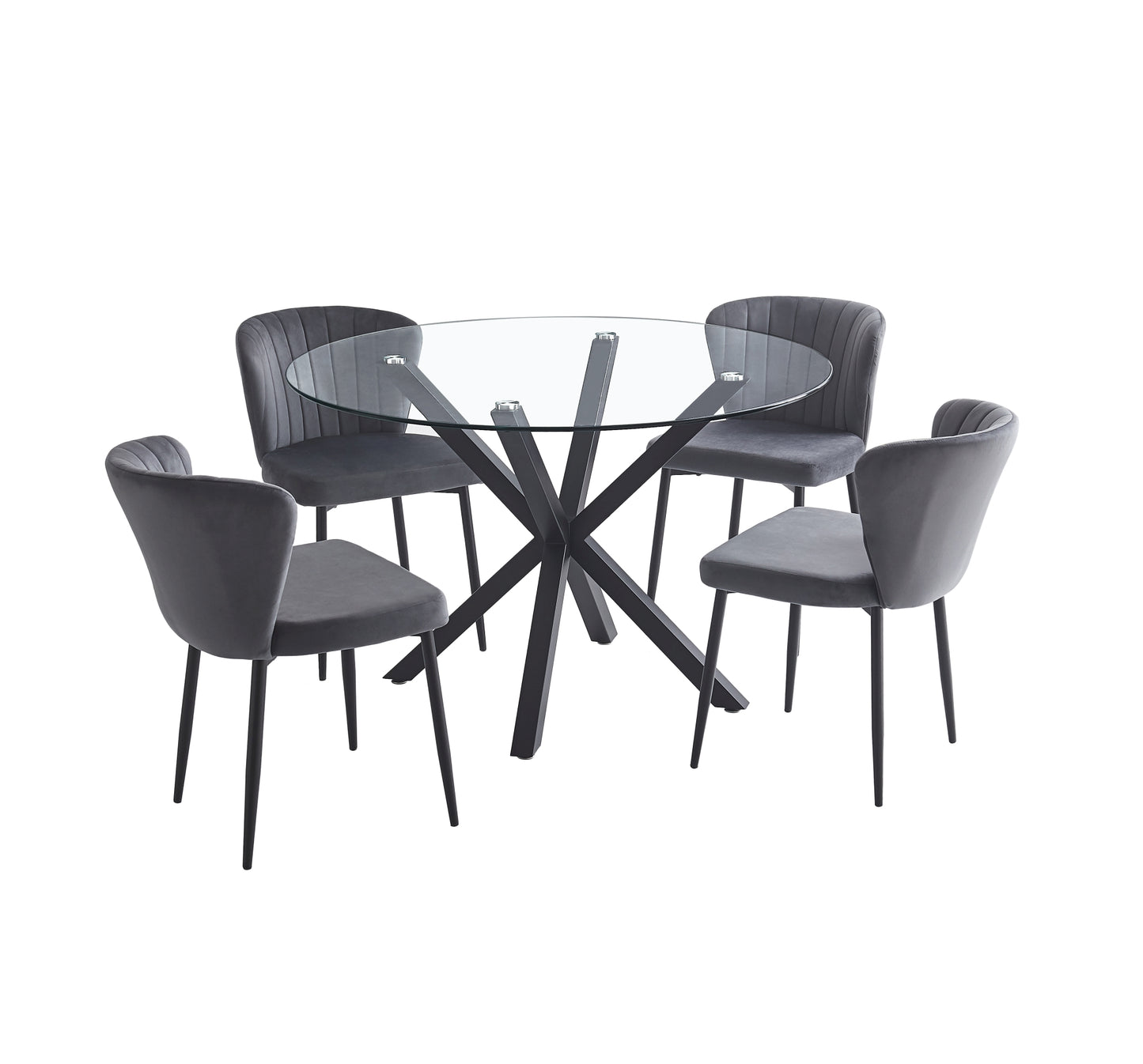 Oslo 5pc Dining Set With Gray Velvet Chairs