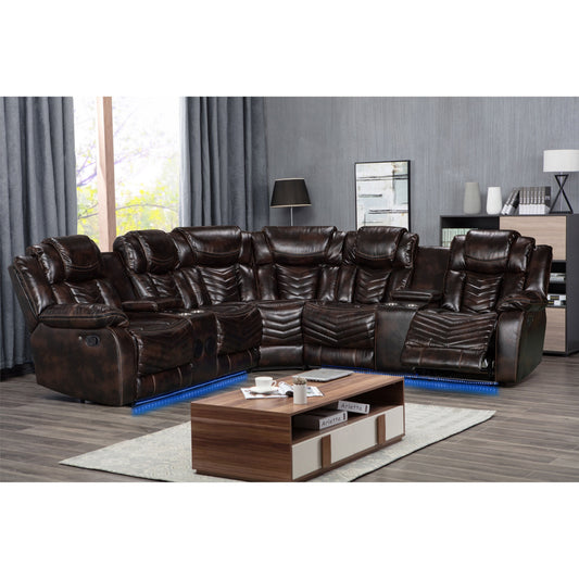 Lucky Charm Sec (Brown) Reclining Sectional