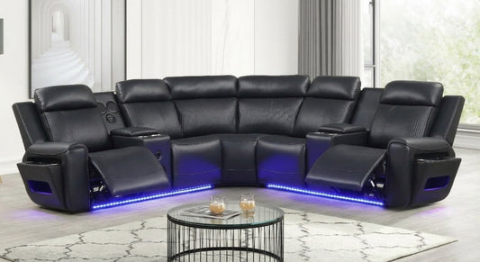 Galaxy Power (Black) Reclining Sectional
