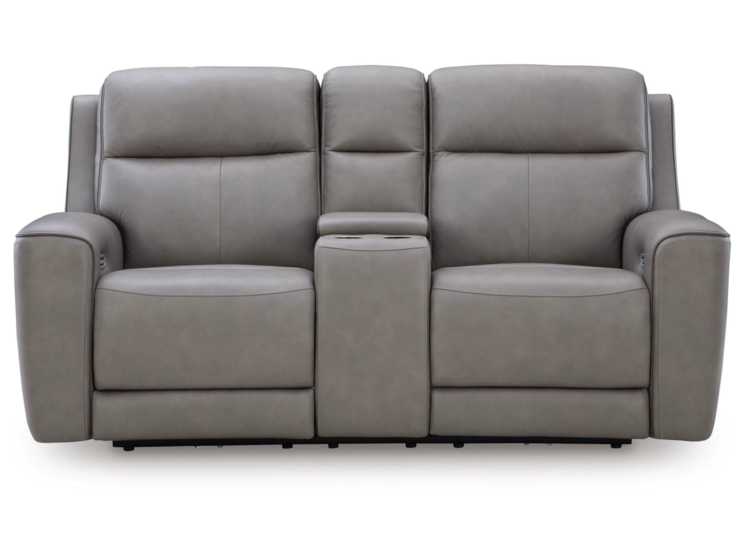 5Z-Relaxation Dual Power Leather Reclining Loveseat with Console - Coin